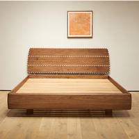 Lit en bois de noyer noir d'Amérique du Nord, nouveau style chinois, lit double flottant de 1,8 m pour chambre principale, lit minimaliste nordique en bois massif