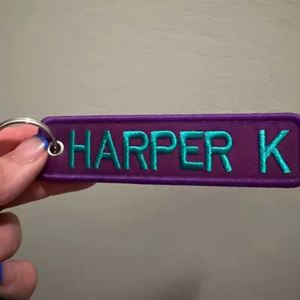 Fashion Brand Name Logo Embroidery Jet <b>Tag</b> Keychain <b>Key</b> Ring Accessories Custom Promotional Gifts - Product Image 4