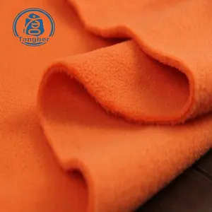 柔软的火焰橙色100% 涤纶tela摇粒绒面料，300gsm，350gsm