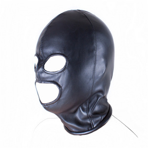 Maschera in Pelle PU Nera Morbida per Adulti con Occhi e Bocca Esposti, Maschera Sexy, Prodotti per Punizioni e Costrizioni BDSM0013 - Product Image 6