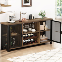 Armoire à café et à vin industrielle pour boissons alcoolisées et verres Buffet Buffet avec support de rangement pour la maison Cuisine Salle à manger