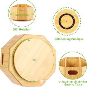 Rotatable Wooden Storage <b>Box</b> With Partitions 4 In 1 For <b>Makeup</b> Kitchen Office Stationery Organizers - Product Image 3