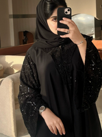 Robe Abaya Zifeng OEM à la mode, musulmane, du Moyen-Orient, noire, perlée, ethnique, brodée de perles de neige