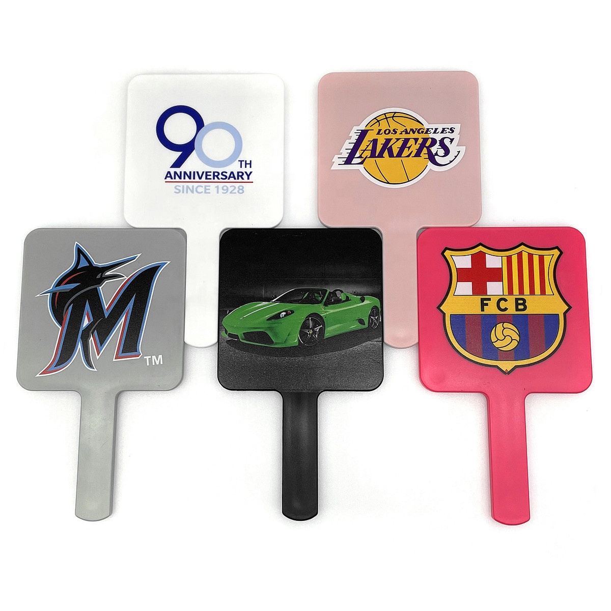 Ручное косметическое зеркало из АБС с индивидуальным логотипом квадратной формы, косметическое ручное зеркало