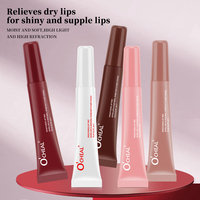 Brillant à lèvres en gelée d'herbes aux 5 couleurs avec logo personnalisé glaçure à lèvres brillante, hydratante et à haute teneur en pigments, imperméable et longue durée