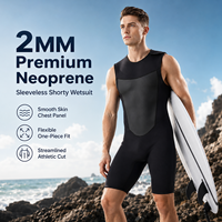Combinaison de plongée courte sans manches en néoprène 2 mm prête à être expédiée avec panneau de poitrine lisse