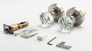 ลูกบิดประตูภายในคริสตัลใสสีทองและสีดำด้าน พร้อมระบบล็อคแบบไม่ใช้กุญแจสำหรับห้องน้ำและห้องนอน - Product Image 6