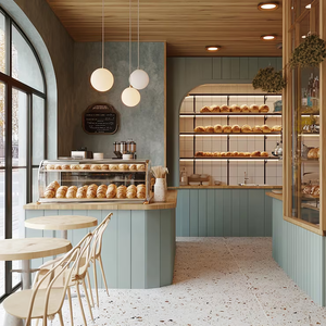 Lussuoso bancone della caffetteria da forno <span class=keywords><strong>Display</strong></span> di vetro mobili in marmo e legno bar bancone negozio <span class=keywords><strong>Display</strong></span> - Product Image 5