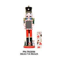 38CM Holz-Nussknacker-Soldat Figur mit Tafel Weihnachtsdekoration Handbemalte Nussknacker-Puppe Weihnachtsgeschenk