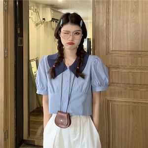 MOTE-AC210 Tops for Women 2022 Summer Bm Style Short Style Short Navel Puff Sleeve <strong>Polo</strong> Collar Shirt Women's <strong>Sweet</strong> Top - Product Image 2