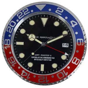 壁掛け時計時計ODM/OEM 14インチトップグレード卸売明るい豪華な役割日付表示付き壁掛け時計rolax
