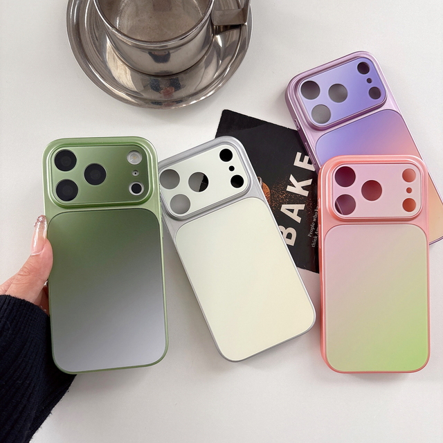 Large Window Full Camera Protection Frosting AG Gradient Colorful Phone Case for iPhone 13 14 15 16 17 Pro Max Shockproof Cover