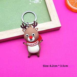 Porte-clés de la série Père Noël de dessin animé, pendentif créatif en PVC souple, idéal pour les fêtes, petit cadeau, type mousqueton - Product Image 5