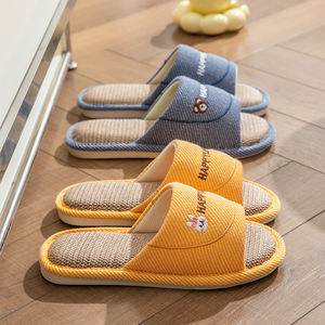 Pantuflas de Lino para Mujer para Primavera y Otoño, Antideslizantes y Ligeras para el Hogar, Zapatillas de Verano de Algodón y Lino para Hombre - Product Image 1