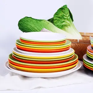 Best Selling Coloured Food Grade Unbreakable Melamine Plates Set Red Wholesale Plastic Melamine Plates