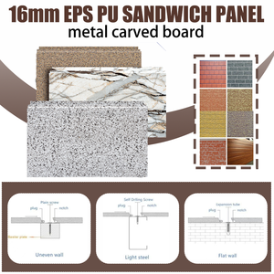 Revêtement mural décoratif <span class=keywords><strong>l</strong></span>éger en polyuréthane sandwich PU EPS 16 mm, panneau de bardage extérieur, panneaux muraux extérieurs - Product Image 3