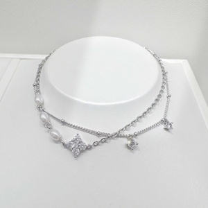 wholesale plata 925 silver Rhodium Plated Pearl Chain bracelet summer Geometric vintage zircon layered <b>charm</b> bracelets for girls - Product Image 1