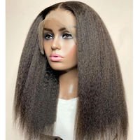 Perruque pour femme en cheveux vierges afro crépus bouclés, dentelle 360 Full HD, noire, pré-épilée, avec bordure 4C, sans colle, style frontal lisse