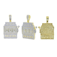 Collier pendentif numéro porte-bonheur 777 glacé en gros, bijoux hip-hop streetwear en CZ pour hommes