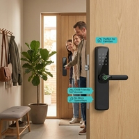 Cerradura Inteligente Tuya App Material con Tarjeta, Código y Llave para Apartamento, Cerradura Eléctrica en la Nube de Aleación de Aluminio de Alta Calidad