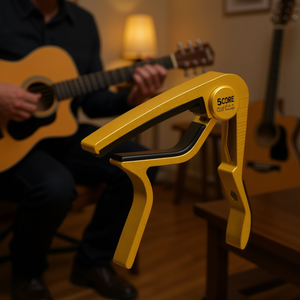 Capo de clip 5CORE de aleación de aluminio, color dorado cepillado, ajuste rápido para guitarra acústica y eléctrica, accesorio para instrumentos de 6 cuerdas - Product Image 2