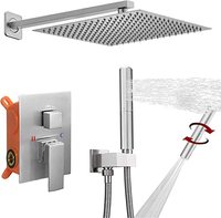 Ensemble de robinetterie de douche murale en laiton à levier unique, haute pression, effet pluie