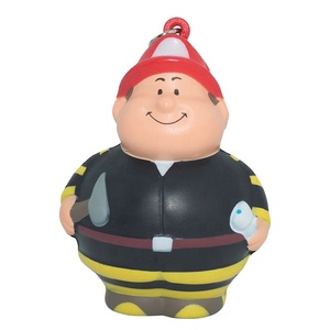Unisex PU Foam Fireman Bert Shape Keychain Promotional Anti-Stress Anxiety Reducing Toy With Custom Logo Printing - Product Image 1