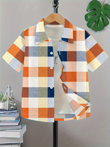 <span class=keywords><strong>Chemise</strong></span> à manches courtes pour garçon, tendance, imprimé à <span class=keywords><strong>carreaux</strong></span>, nouvelle collection, haut polyvalent - Product Image 6