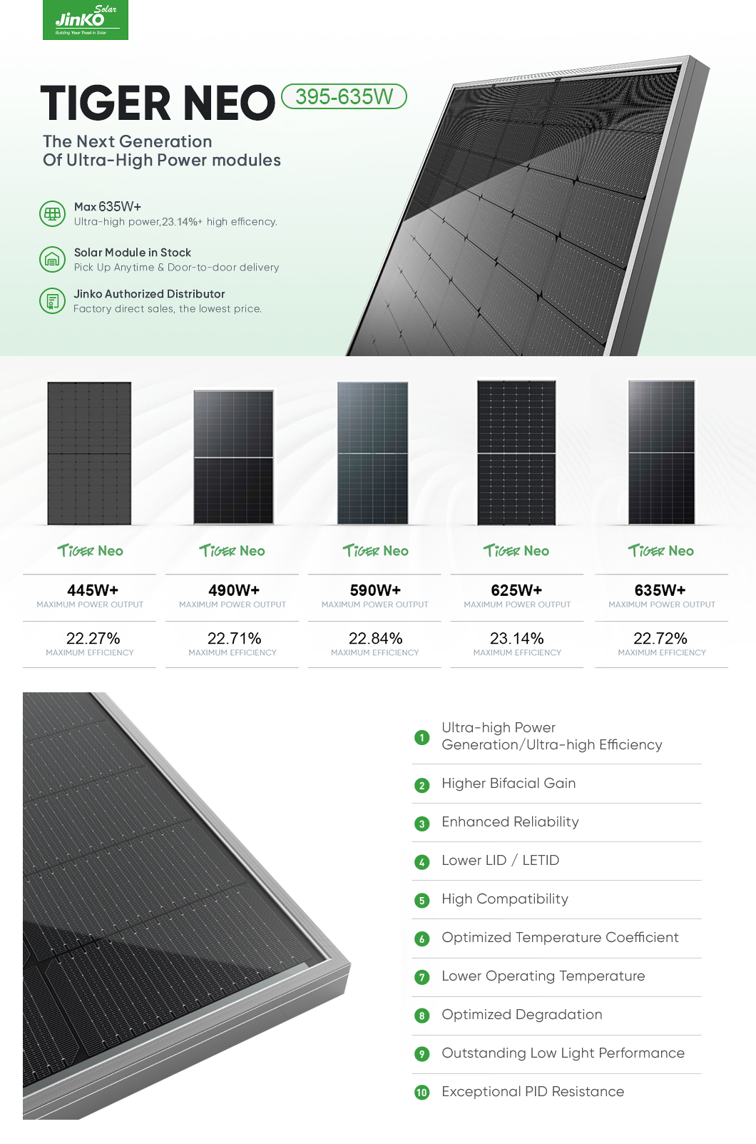 JINKO Tiger Neo 615W Monocrystalline Solar Panel - Reliable N-Type