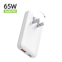 Chargeur Super Rapide PD 65W, Quick QC3.0+ 1C1A Sorties, Prise pour iPhone iPad Mac Sumsung, Compact, Pliable, Portable, Fin et Léger