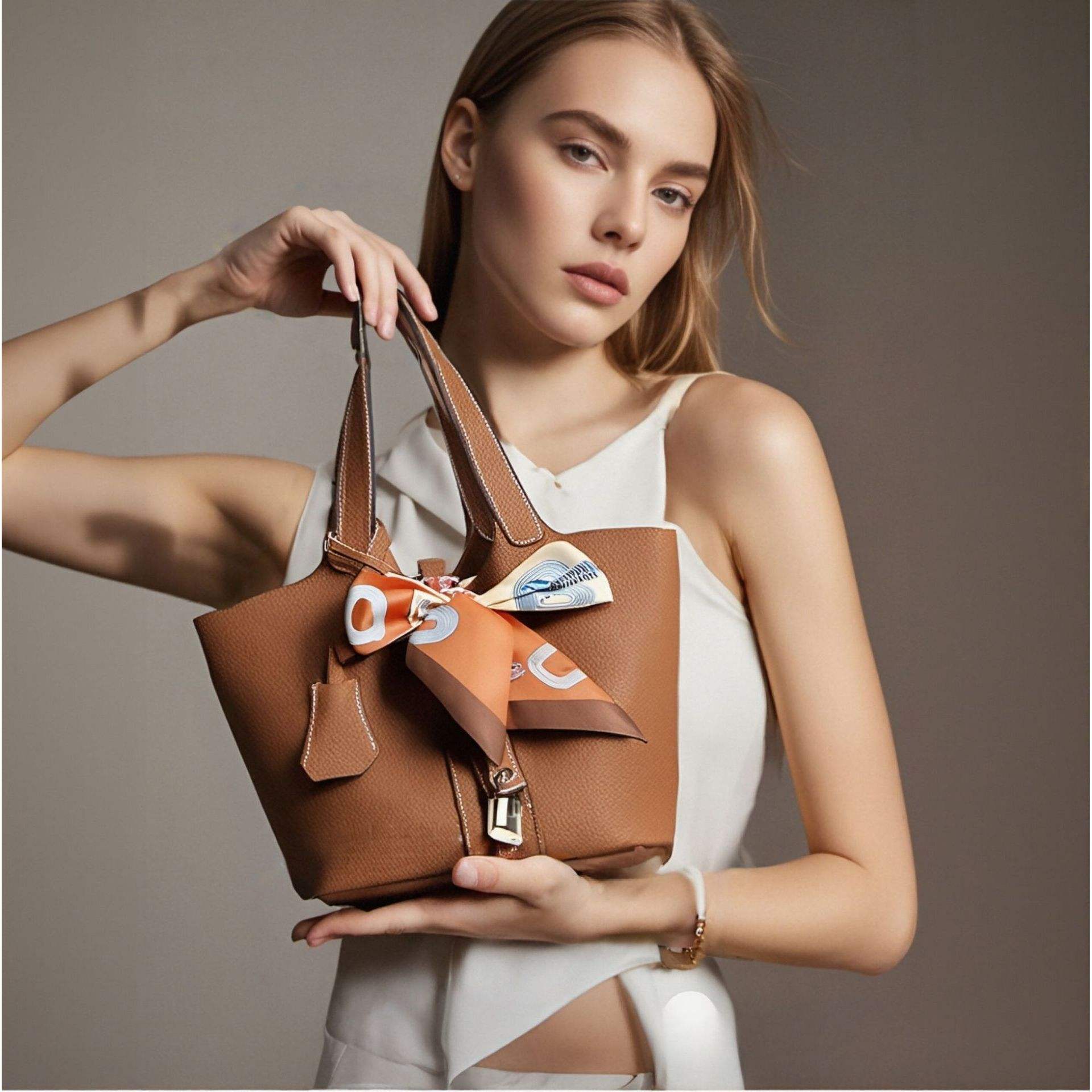 J632 สีน้ำตาลทอง + ผ้าพันคอไหม