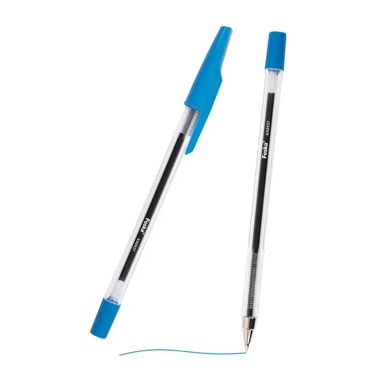 Foska Groothandel Bulk Merk Promotionele Kantoorreclame Cadeau Op Maat Logo Plastic Blauwe Pen Met Sneldrogende Inkt