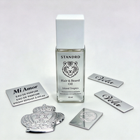 Étiquette de parfum en métal avec logo personnalisé, plaque signalétique en métal texturé or pour la décoration de flacons cosmétiques et de parfums