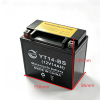 Batterie de démarrage pour moto YT14-BS certifiée CE 12V 14Ah, sans entretien, scellée, au plomb-acide