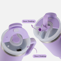 Taza termo de acero inoxidable 304 de gran capacidad de 40oz, taza portátil con asa de Color sólido Simple con tapa de pajita