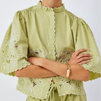 Conjunto de Lino OEM de Moda 2025 para Mujer, Top y Vestido Corto, Casual, Verano, 2 Piezas, Diseño Sólido, Algodón, Bordado, Gran Venta