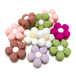 Attache-tétine en silicone de qualité alimentaire, motif floral, perles focales non toxiques, à mâcher, 10 couleurs, unisexe, certifiées EN71, vente en gros - Product Image 6