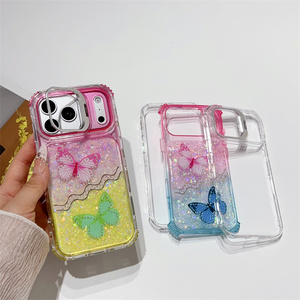 <span class=keywords><strong>Cover</strong></span> per <span class=keywords><strong>iPhone</strong></span> 17 in resina epossidica con glitter, effetto sfumato <span class=keywords><strong>arcobaleno</strong></span>, strato glitterato, angoli rinforzati, supporto elettroplaccato e protezione lente, custodia femminile - Product Image 2