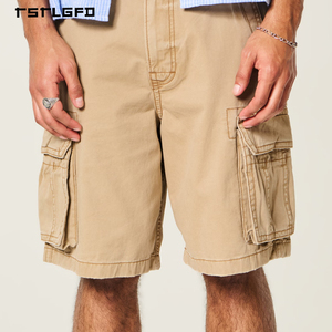 Shorts cargo classiques personnalisés en toile écologique, coupe standard, poches à boutons-pression métalliques - Product Image 1