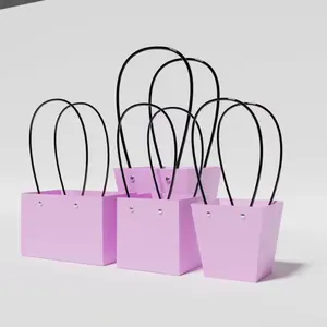 Bolsas de flores impermeables, bolsas de ramo de flores de papel kraft colorido de impresión fresca, mangas para festival