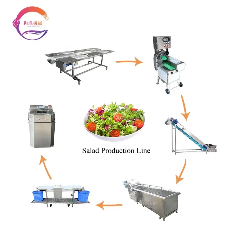 Roestvrijstalen Saladeverwerkingsmachine Lijn Hoge Efficiëntie Plantaardige Salade Machine Productielijn