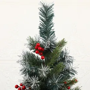 赤い果物と暖かい白色LEDで飾られた人工混合材料クリスマスツリー卸売装飾
