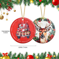 Ornement en céramique personnalisé avec impression UV de haute qualité, pendentif ovale/rond vierge pour la décoration des fêtes