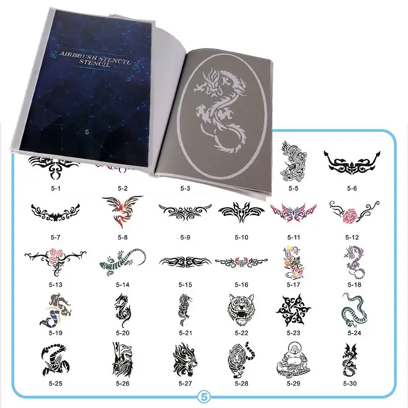 Linha ivetA Adhesive Air Brush Schablonen Buch 5 Temporäre Glitter Airbrush Tattoo