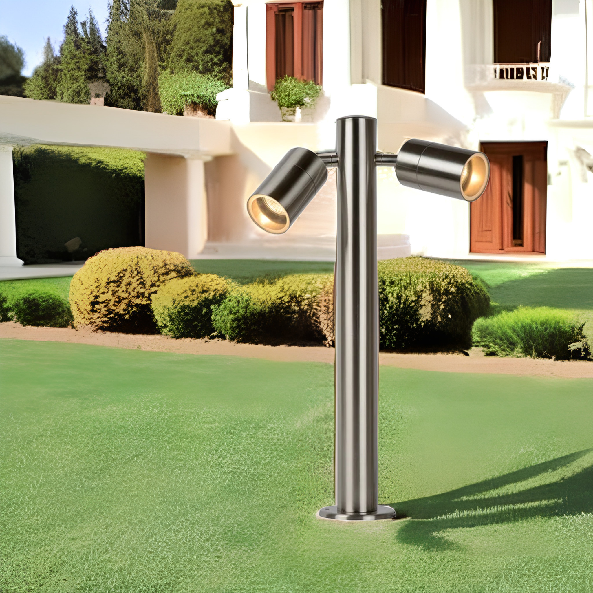 Stainless Steel Waterproof Adjustable Head Exterior Lawn Outdoor Pathway Garden Lights Bollard Gu10