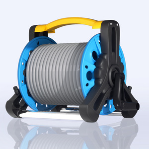 Enrouleur de tuyau d'arrosage bleu et jaune, portable, en plastique, à poser au sol, pour l'arrosage du jardin, 350x320x430mm - Product Image 2