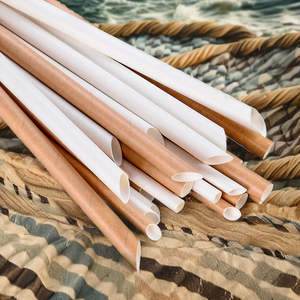 Pailles en papier kraft naturelles écologiques jetables, sans goût, sans colorant, gobelets à boba pour boissons froides - Product Image 5