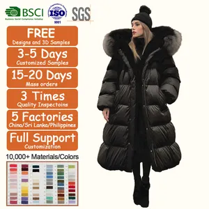 Manufacturing Clothes Plus Size Jacket Oversized Winter Warm Real Fox Fur Collar Black Down Coat Women Outerwear Jackets