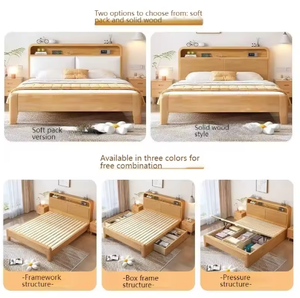 Hot <strong>Sale</strong> Modern Home Bedroom Furniture Wholesale Birch Wood Adjustable Height Eco-Friendly Storage <strong>Bed</strong> with Drawers - Product Image 5