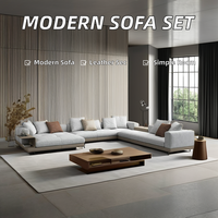Ensemble de canapés en tissu et cuir de conception italienne, grand sectionnel modulaire en forme de L, simple, capitonné, pour hôtels, cadre en bois mousse